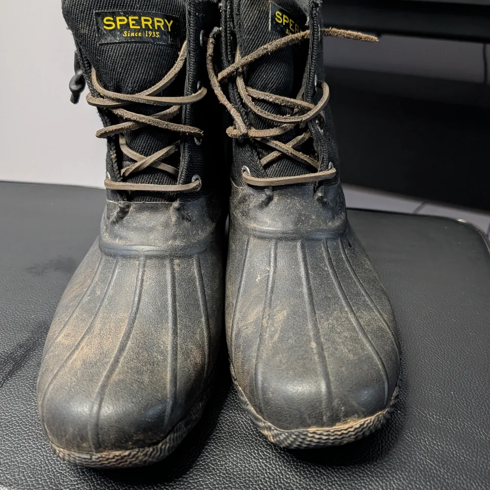 Sperry Saltwater Duck Boots | Waterproof Lace-Up | Black‎ | Women’s 9 STS84384